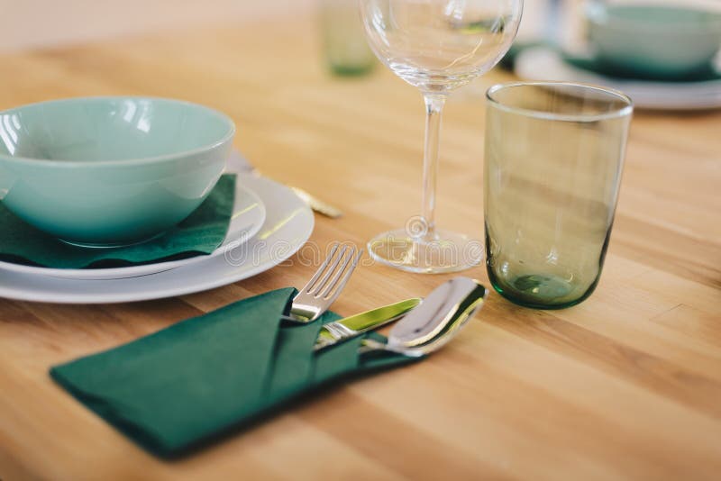 Table Setting with Fork Spoon and Knife Stock Photo Image of glass