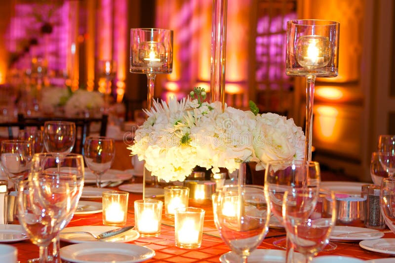 Table setting at a luxury wedding reception