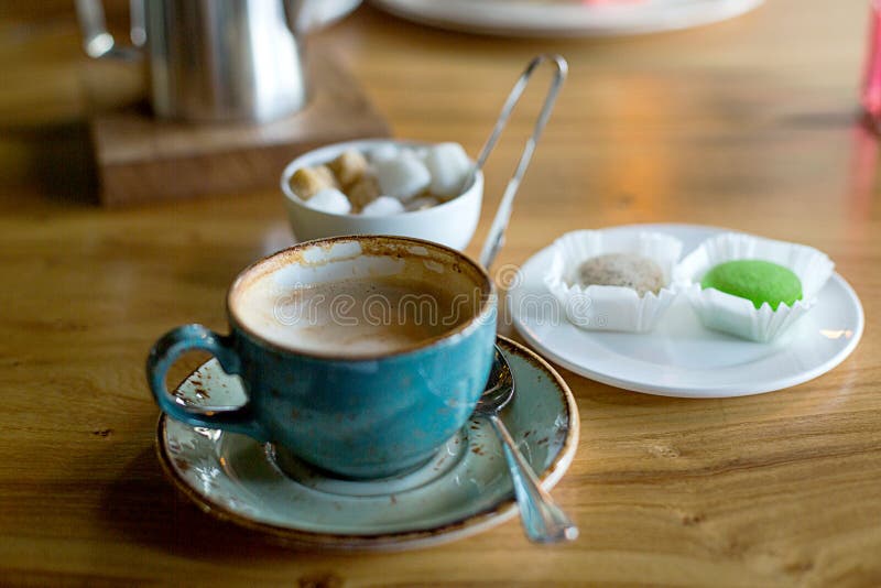 Restaurant, Lunch Time. Dinner Table with Plates and Utensils. Stock
