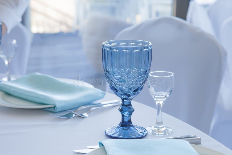 Table setting for wedding table, close-up of glasses stock images Table setting for wedding table, close-up of glasses stock images
