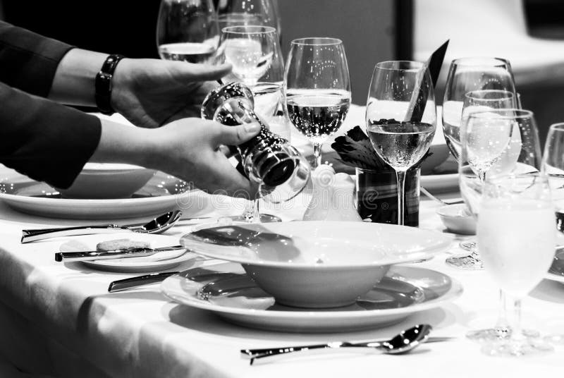 Table Side Service at a Fine Dining Restaurant, Waiter Serving Dishes