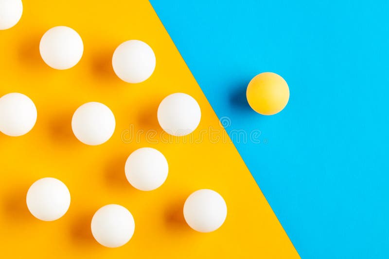 Table Tennis Balls in Contrast. Diversity, Difference, Opposition
