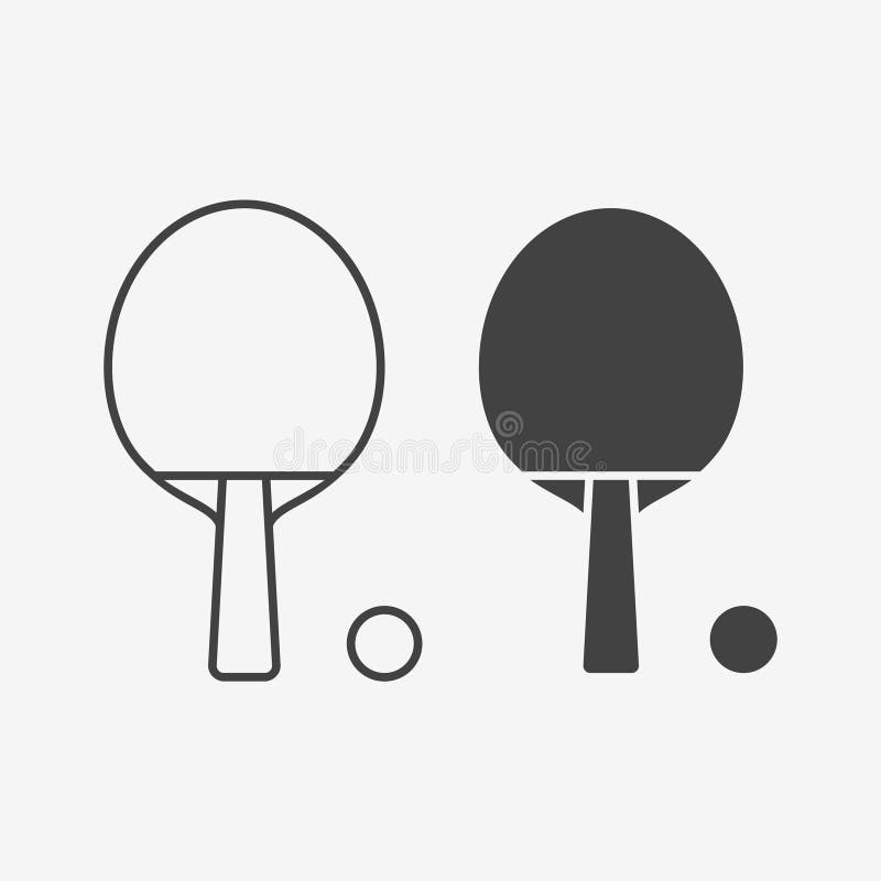 Table Tennis Bat and Ball Monochrome Icon. Vector Illustration. Stock