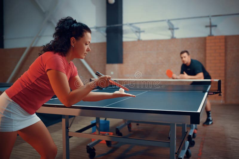 Profit Candy moat Table Tennis, Male and Female Ping Pong Players Stock Image - Image of  game, people: 201307389