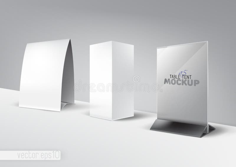 Table tent tabe stand, menu, card, advertising mockup set vector illustration Table tent tabe stand, menu, card, advertising mockup set vector illustration