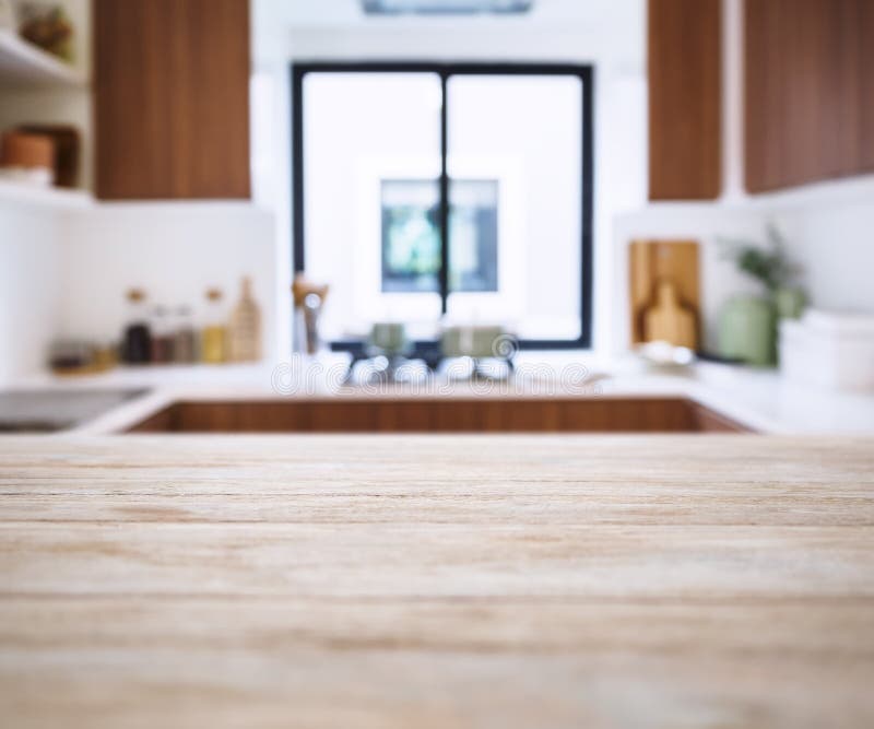 Table Top With Blur Kitchen Pantry Home Background Stock Image  Image of kitchen, interior 