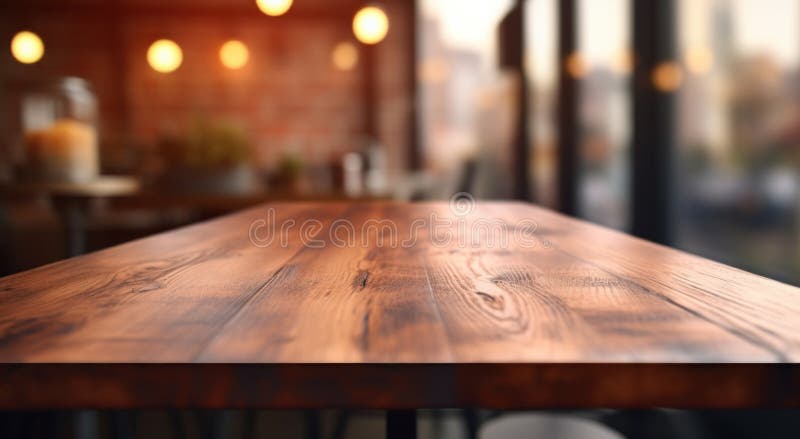 Table top table in a restaurant with blurred background royalty free stock images