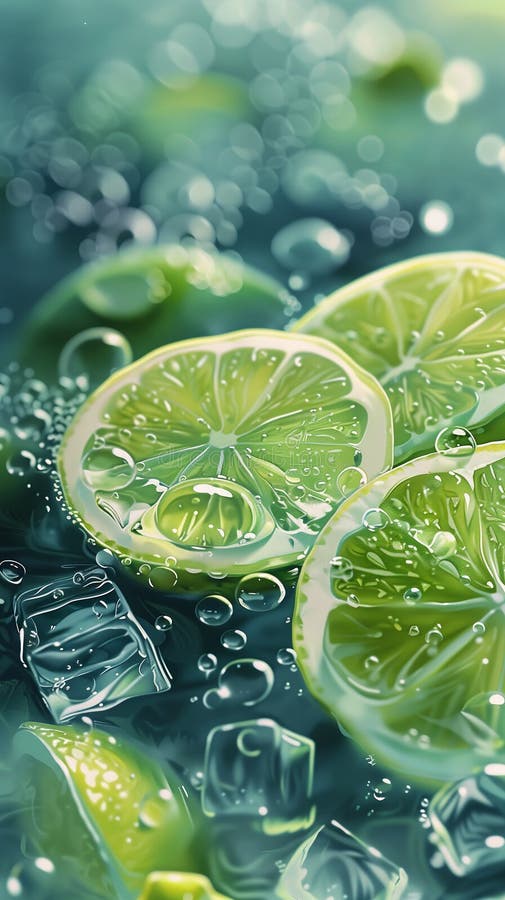 Swirling Depths of Summer: A Vibrant Lime Cube Table with Brushs stock illustration