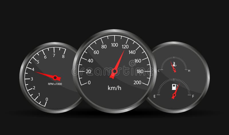 Tableau De Bord De Voiture Compteur De Vitesse Tachymètre Jauge Carburant  Et Température Du Moteur Tableau De Bord De Voiture Réaliste Illustration  Vectorielle