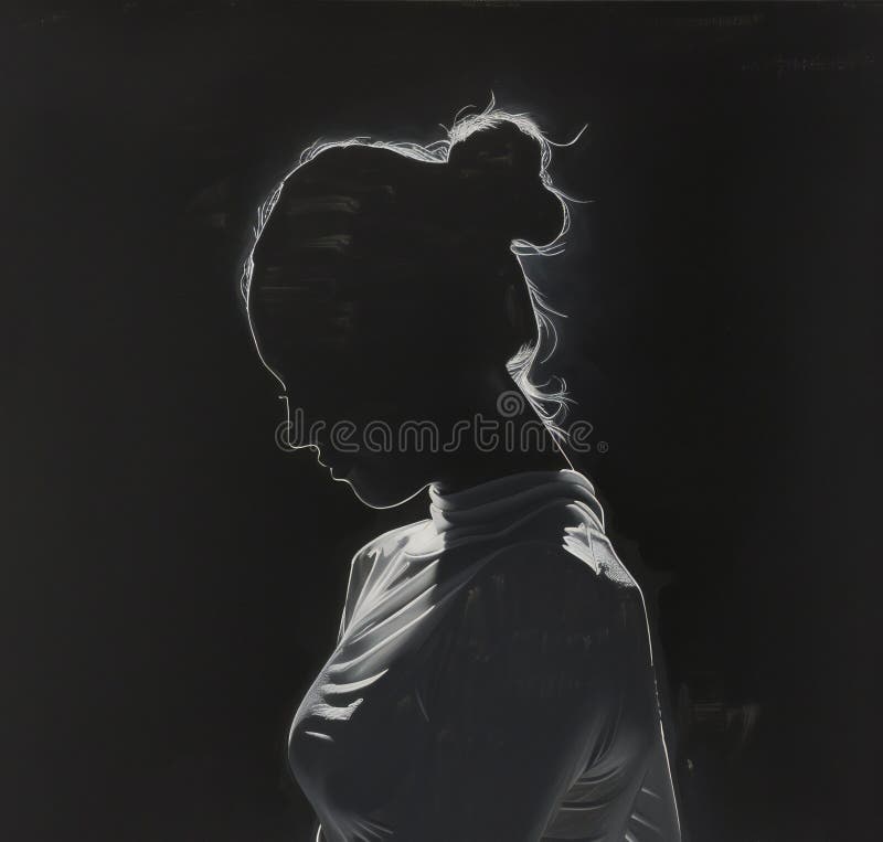 Tableau féminin référence image studio éclairage noir et blanc illustration libre de droits