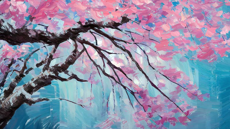 Tableau parallaxe animé sakura en pleine floraison illustration de vecteur