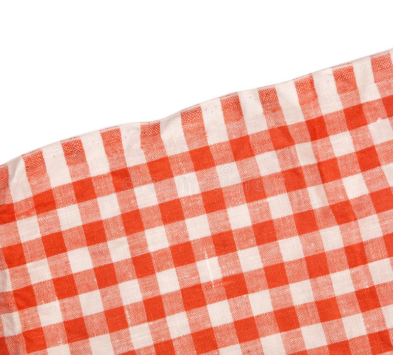 Tablecloth Red and White Checkered Wavy Texture Background Stock Photo