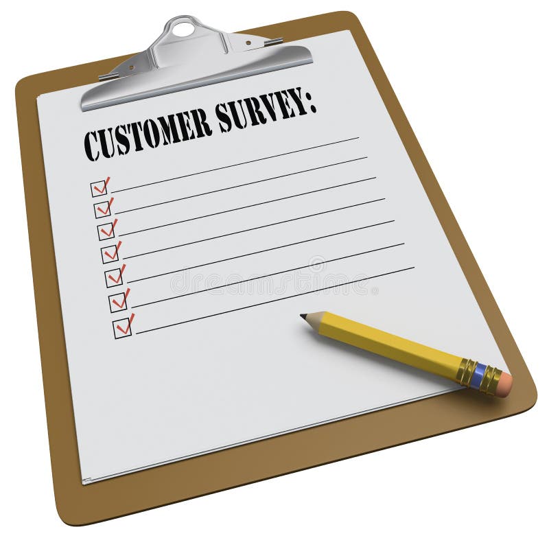 Tablero con el mensaje y los checkboxes de la encuesta a los clientes ilustración del vector Tablero con el mensaje y los checkboxes de la encuesta a los clientes ilustración del vector