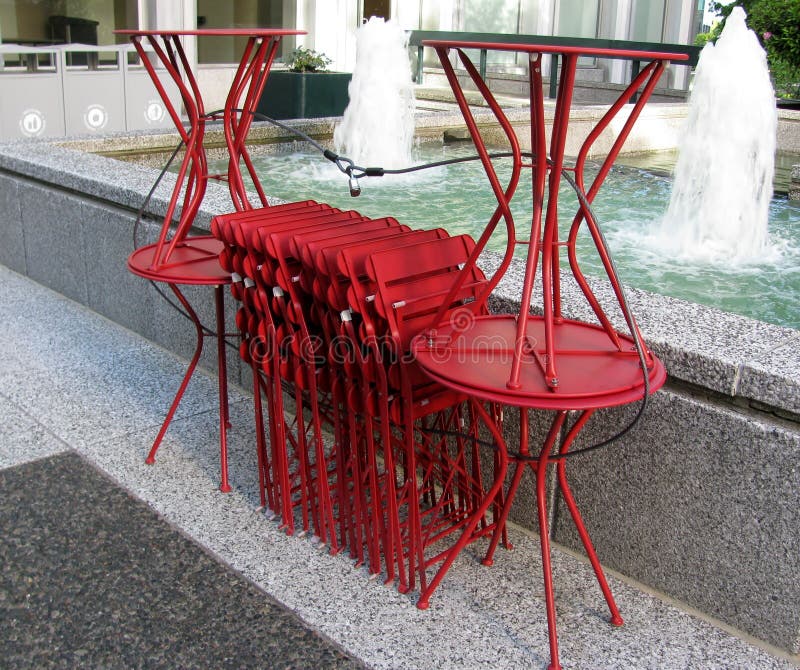 Tables and Chairs Neatly Stacked Stock Image Image of fest, chair