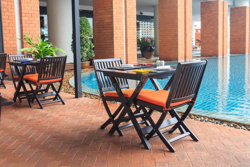 Tables and Chairs in the Restaurant. Stock Image Image of brown