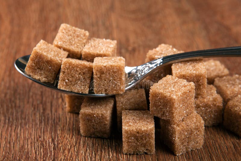 Tablespoon with Cubes of Brown Sugar Stock Photo Image of solid
