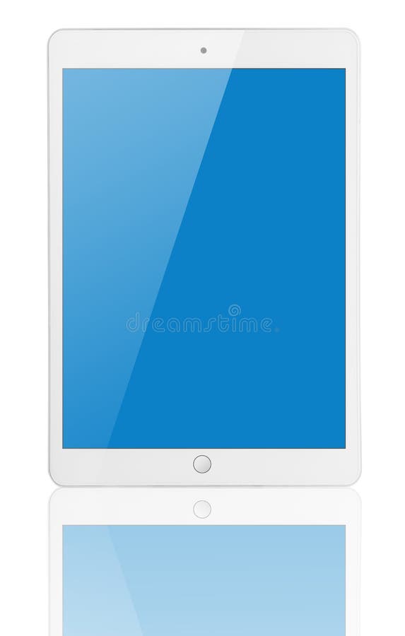 Tablet Computer with Blue Screen Stock Illustration Illustration of