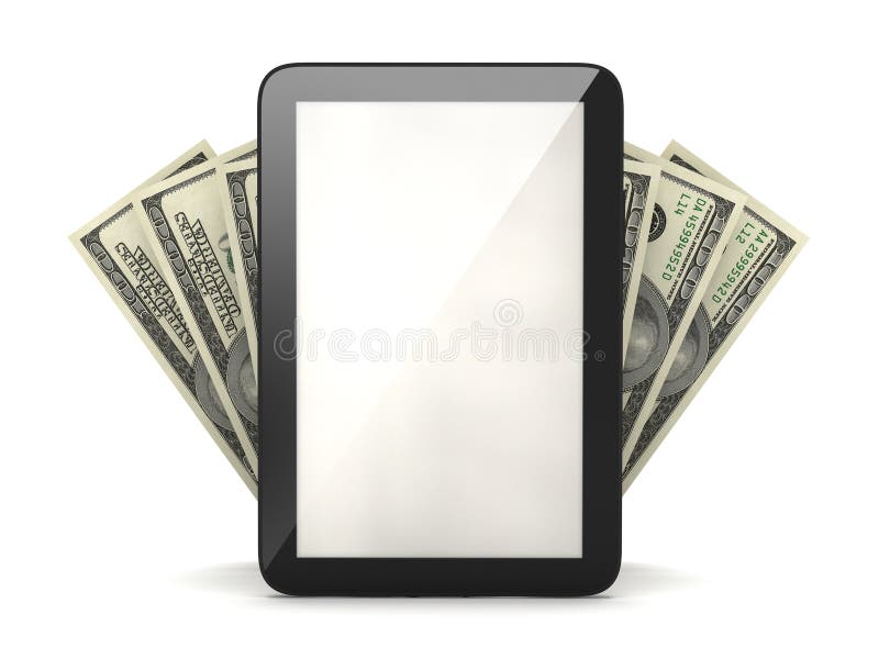 Tablet computer and dollar bills