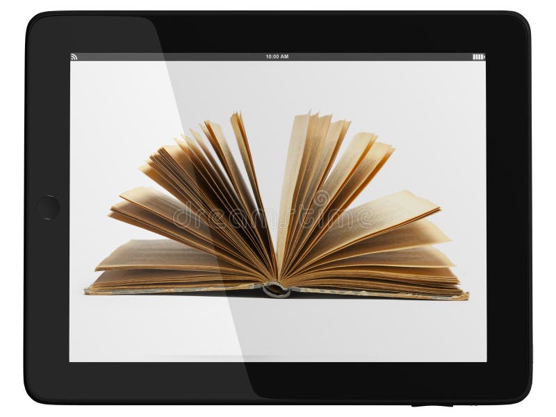 Tablet Computer Und Buch DigitalBibliotheksKonzept Stockfoto Bild