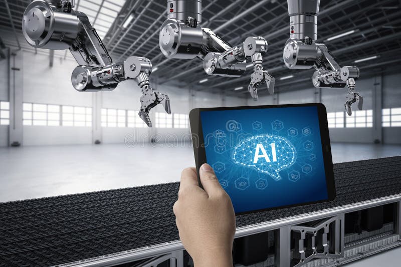 Tablet control ai royalty free stock photography