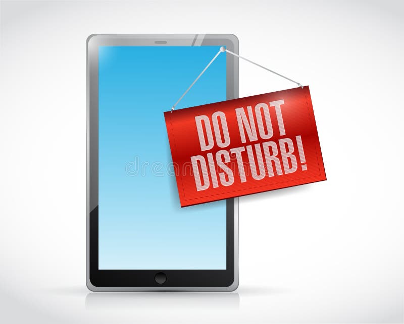Tablet with a do not disturb hanging sign stock illustration