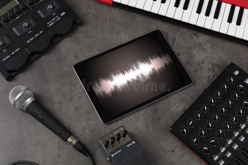 Tablet and Electronic Music Instruments Stock Image Image of loud