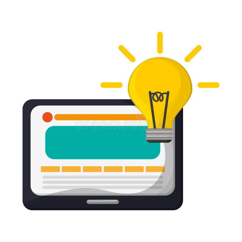 Tablet en groot ideesymbool stock illustratie