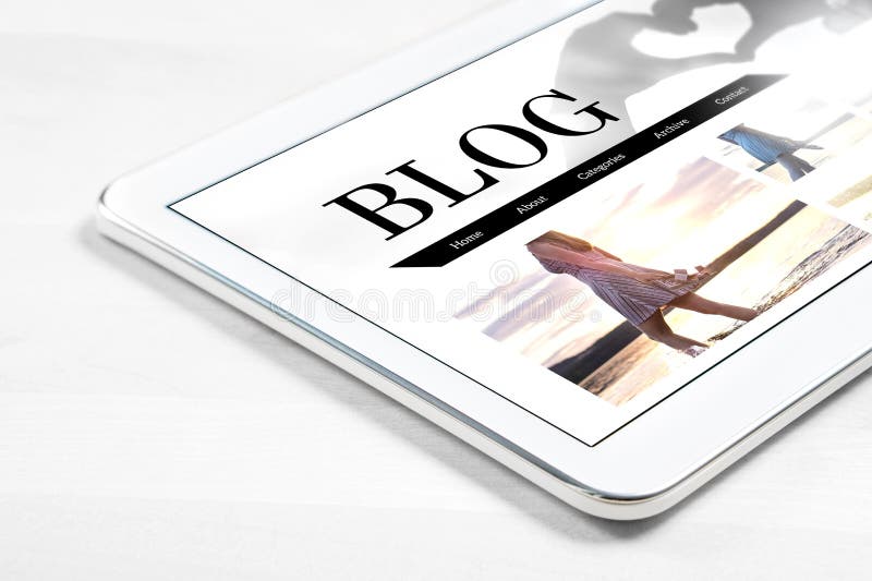 Tablet with lifestyle and fashion blog on screen. royalty free stock images Tablet with lifestyle and fashion blog on screen. royalty free stock images