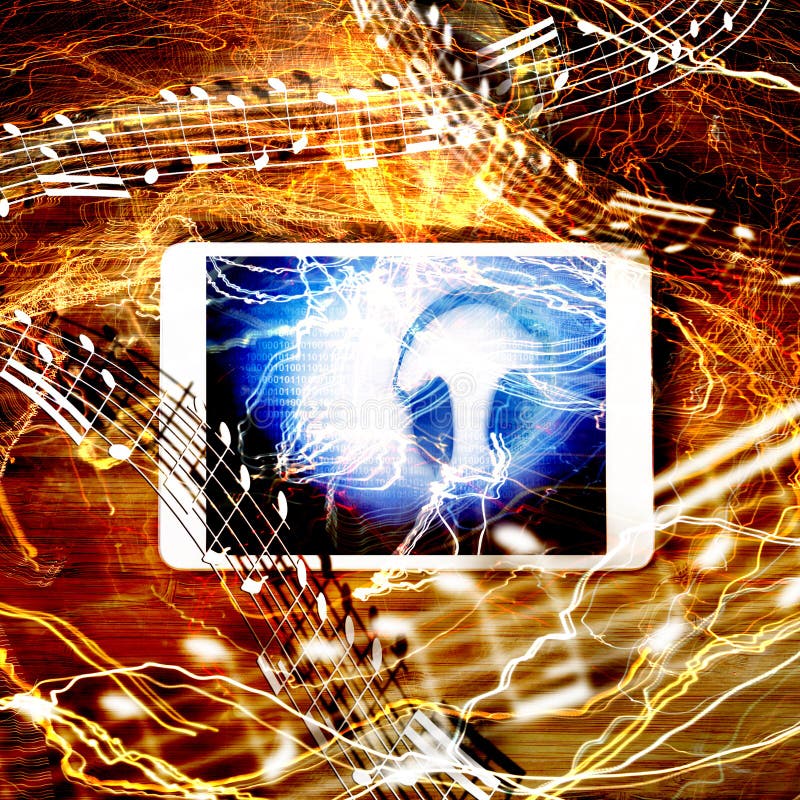 Tablet Music Concept with Screen Stock Image Image of modern, device