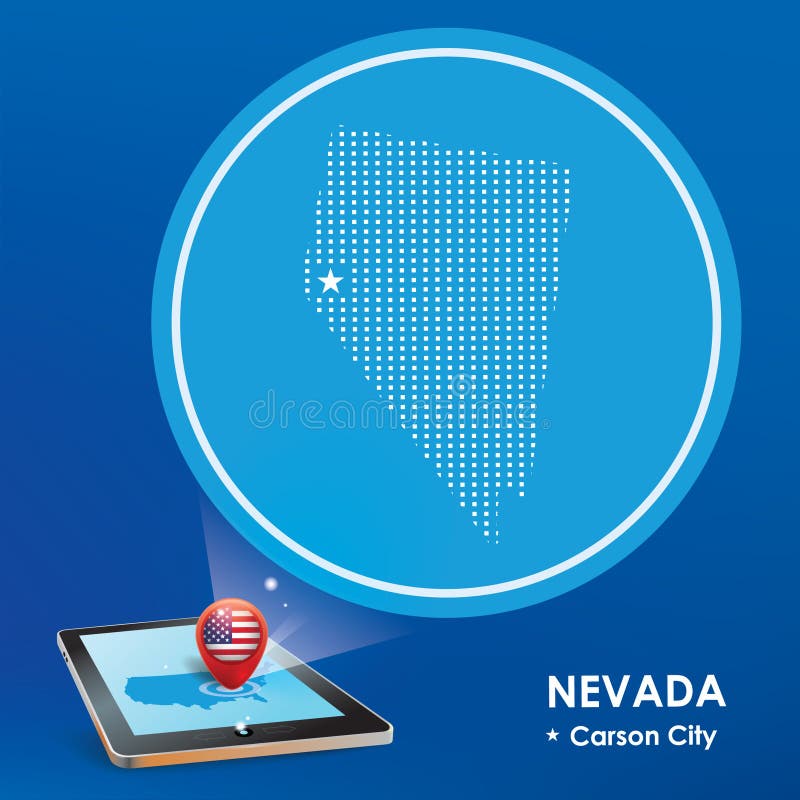 Tablet Pc with Nevada Map Projection. Vector Illustration Decorative