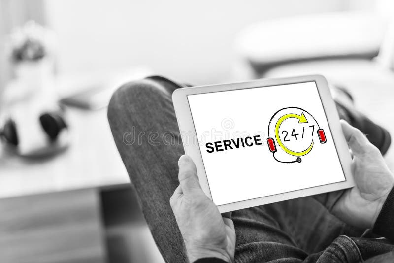 Service Concept on a Tablet Stock Image Image of call, service 119008017