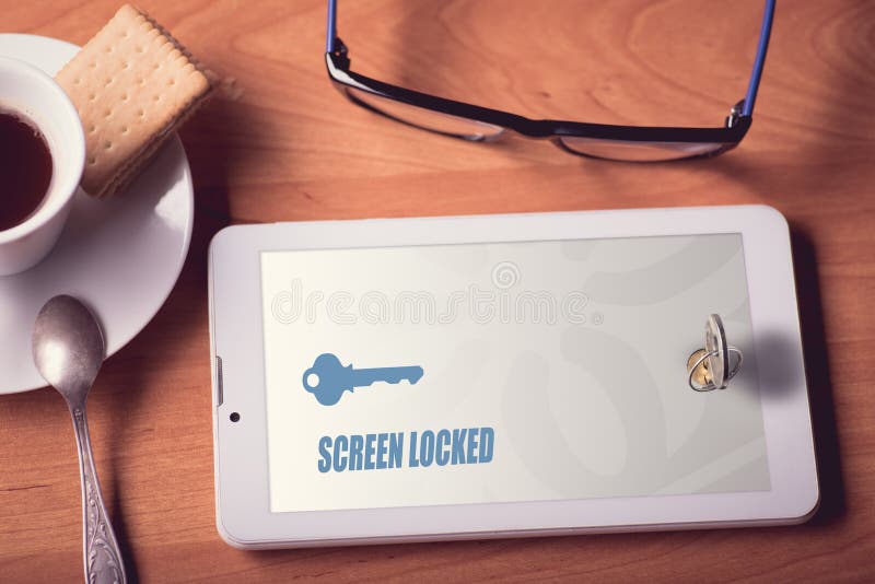 Tablet Screen Locked with the Real Lock Stock Photo Image of screen