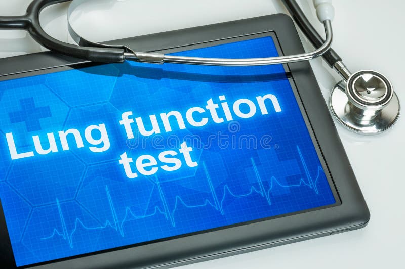 Tablet with the text Lung function test