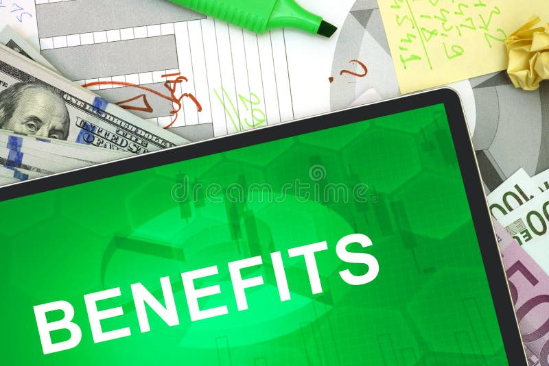 Tablet with words benefits royalty free stock photo Tablet with words benefits royalty free stock photo