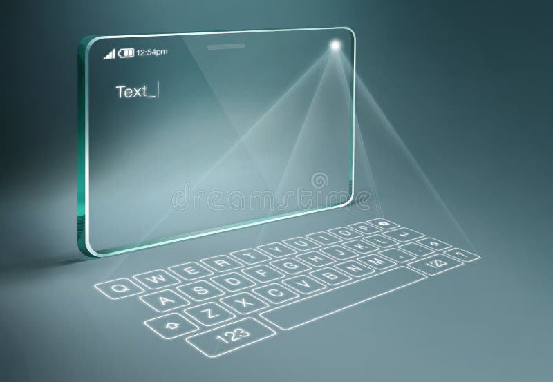 Tableta transparente con el teclado virtual digital fotos de archivo libres de regalías Tableta transparente con el teclado virtual digital fotos de archivo libres de regalías