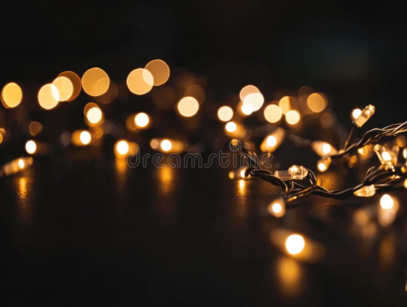 Tabletop String Lights. Collection of string lights placed on table, great for decoration or display AI generated