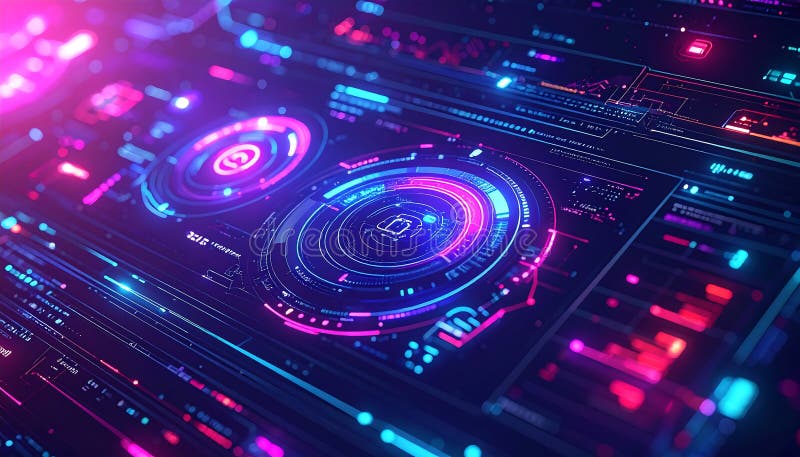 Tablou de bord pentru vizualizarea dinamică a datelor Proiectarea interfeței spațiale digitale închiderea mediului futuristic royalty free illustration