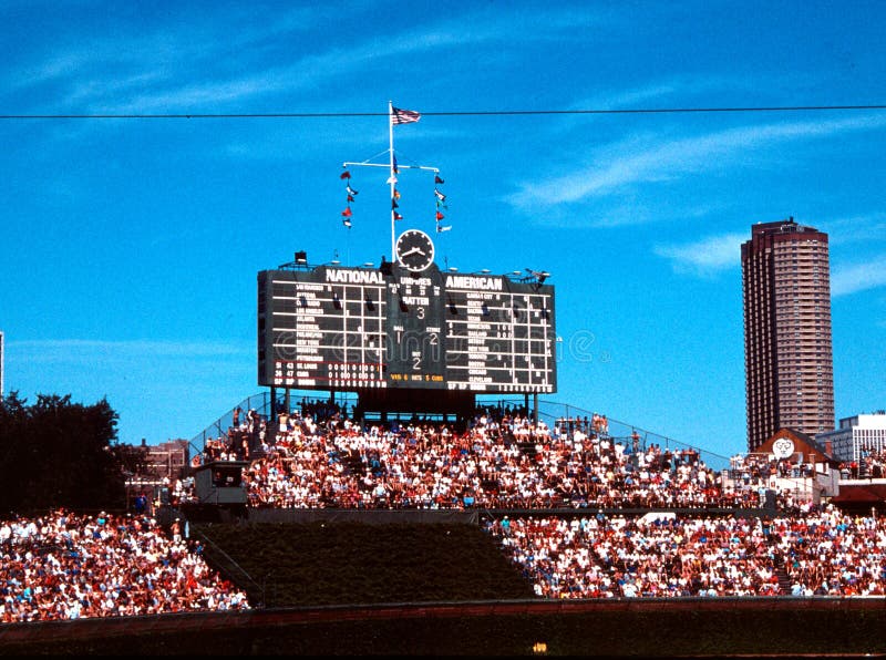 Tabloul de bord Centerfield la câmpul Wrigley stock photo