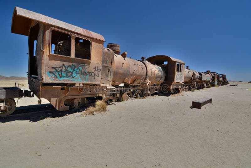 Taborowy cmentarz Uyuni potosà dział Boliwia obrazy stock Taborowy cmentarz Uyuni potosà dział Boliwia obrazy stock