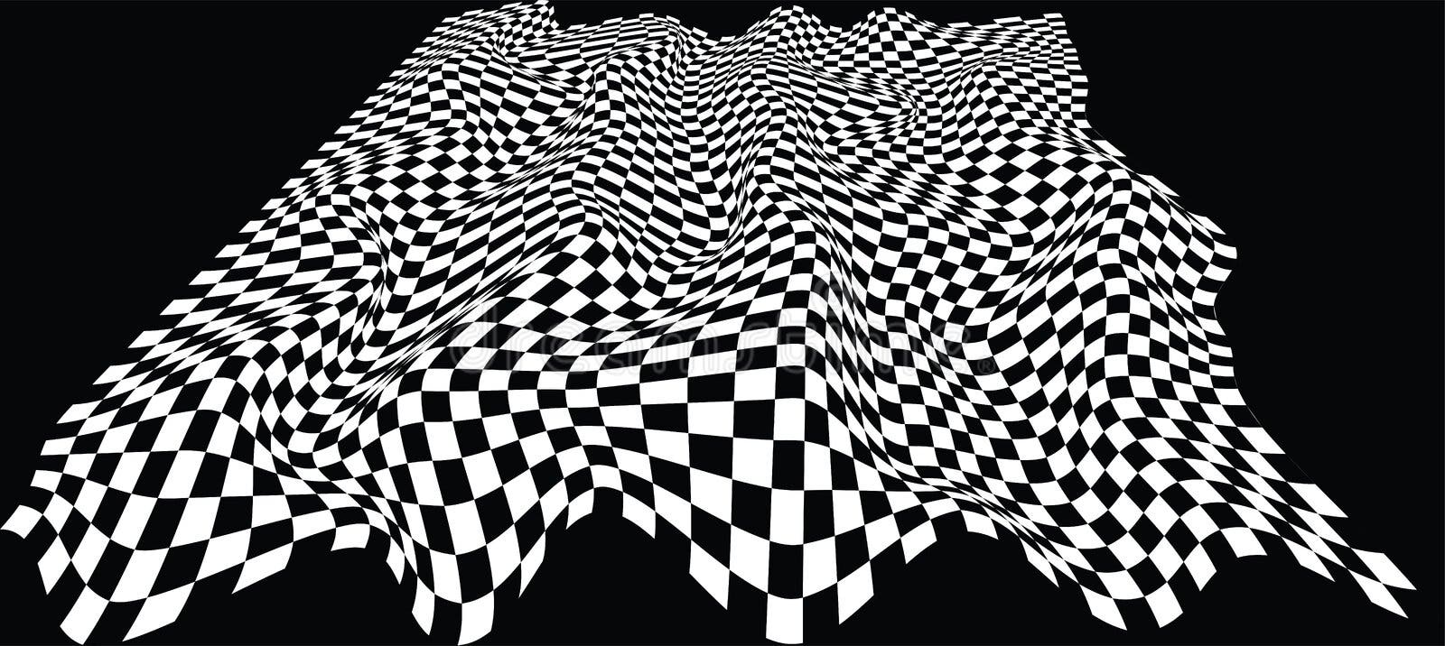 Mural Abstração 3D em Túnel - ilusão de corredor em xadrez preto e branco -  Modernos - Abstração - Murais de parede