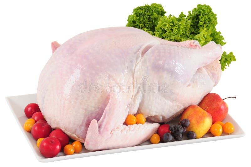 Raw turkey stuffed with fruits. Raw turkey stuffed with fruits