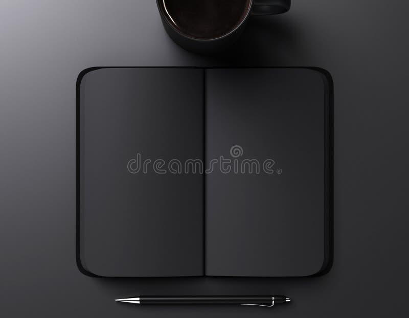 taccuino, penna e tazza di caffè in bianco neri immagine stock taccuino, penna e tazza di caffè in bianco neri immagine stock