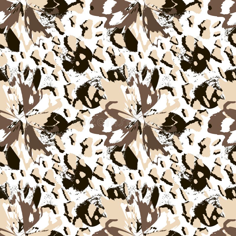 Taches brunes abstraites et fleurs beiges sur le fond blanc illustration stock Taches brunes abstraites et fleurs beiges sur le fond blanc illustration stock
