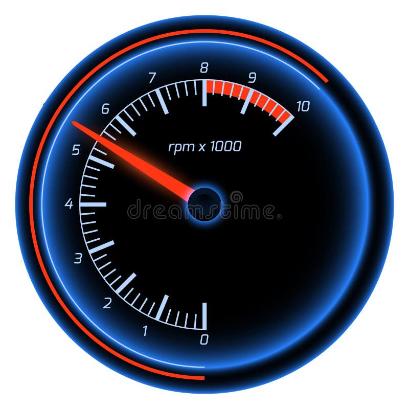 Tachometer gauge. Car control panel dashboard indicator vector illustration