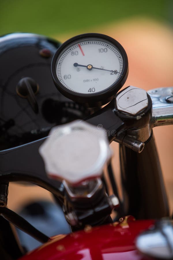 Tachometer Gauge of a Vintage Motorcycle Stock Image Image of panel