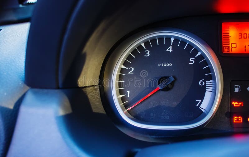 Tachometer of a Modern Car Blur Focus Evening Light Stock Image Image