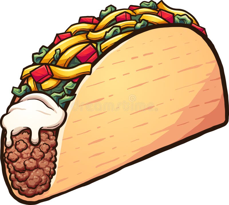 Taco americano dos desenhos animados do estilo ilustração royalty free Taco americano dos desenhos animados do estilo ilustração royalty free