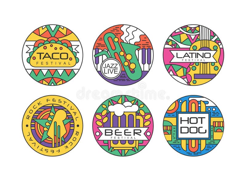Street food stickers Royalty Free Vector Image
