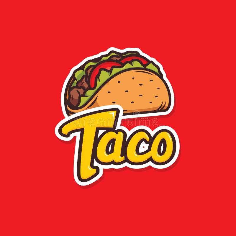 Tacos Logo Design Isolated On Red Background Stock Vector
