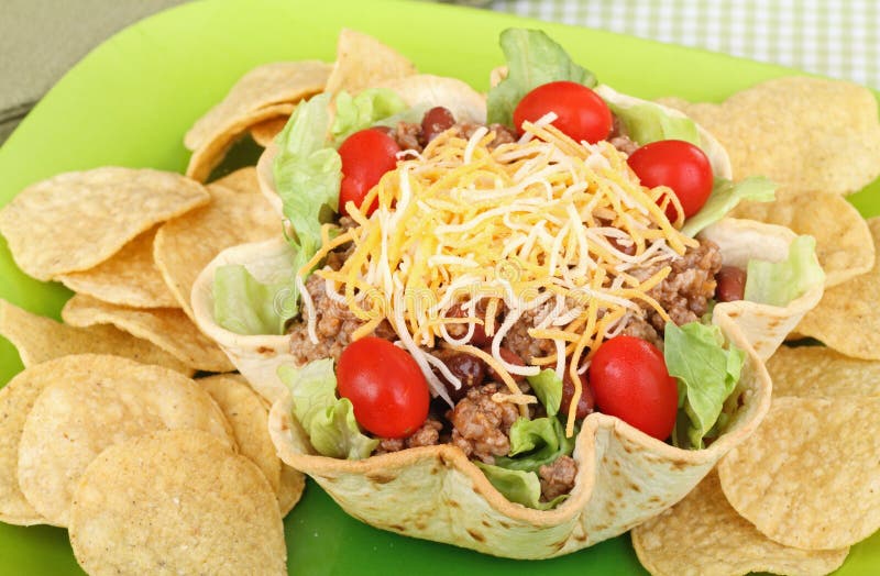 Taco Salad and Chips stock photo. Image of beef, meal 25375582